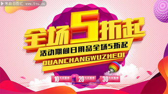 日用品全場(chǎng)5折起促銷(xiāo)展板